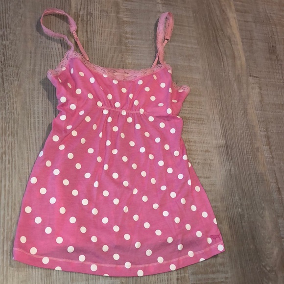 PINK polka dot pink pajama top - Picture 1 of 3